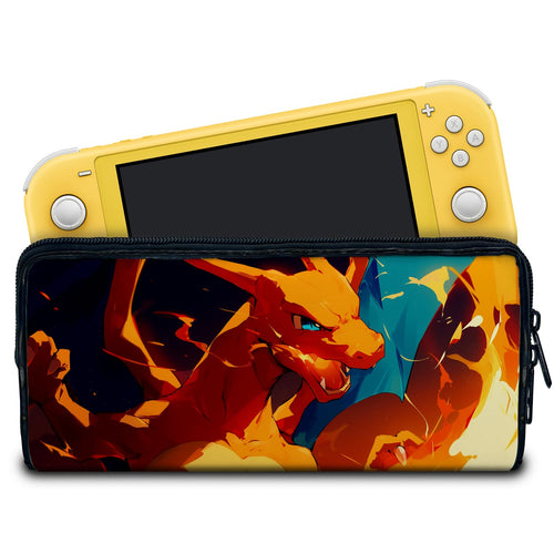 Case Nintendo Switch 1 Lite Bolsa Estojo - Chamas de Charizard