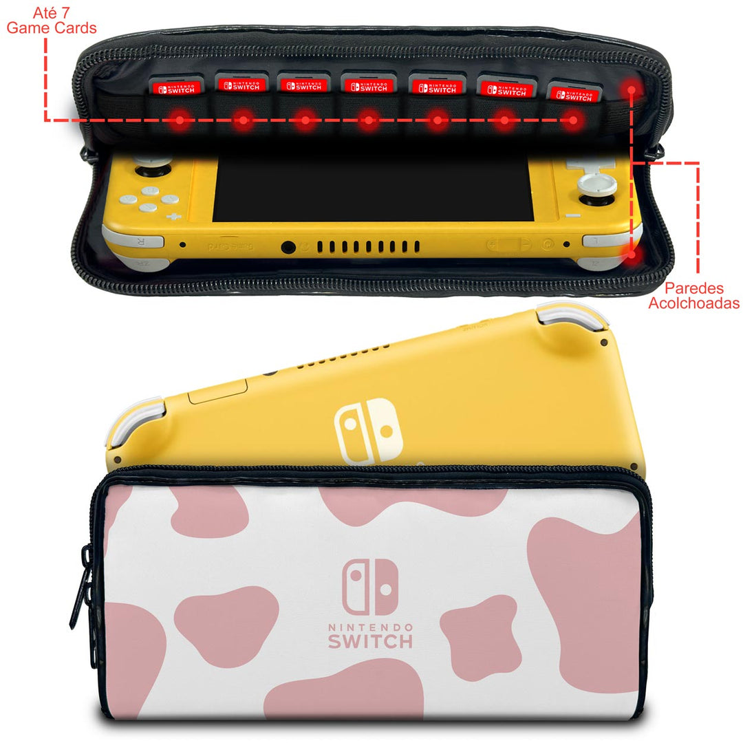Case Nintendo Switch 1 Lite Bolsa Estojo - Vaquinha Rosa - Pop Arte Skins - foto 2