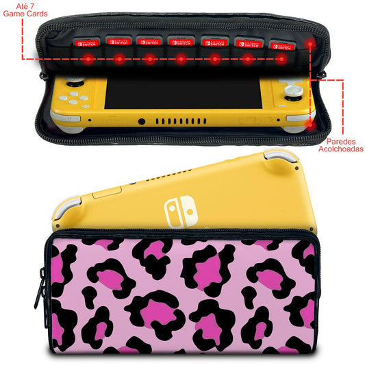 Case Nintendo Switch Lite Bolsa Estojo - Onça Rosa