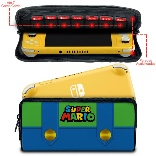 Case Nintendo Switch 1 Lite Bolsa Estojo - Luigi Verde Mania
