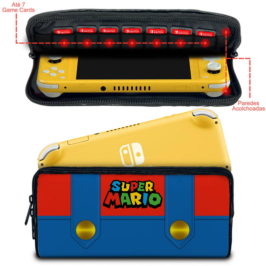 Case Nintendo Switch 1 Lite Bolsa Estojo - Mario Vermelho Mania