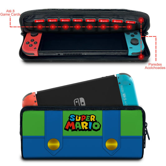 Case Nintendo Switch 1 Bolsa Estojo - Luigi Verde Mania