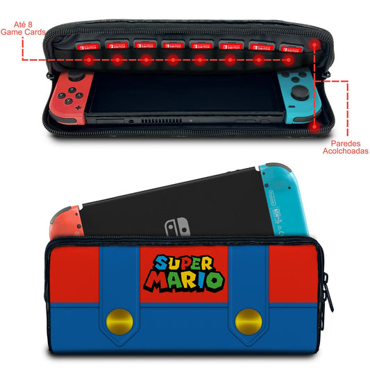 Case Nintendo Switch 1 Bolsa Estojo - Mario Vermelho Mania