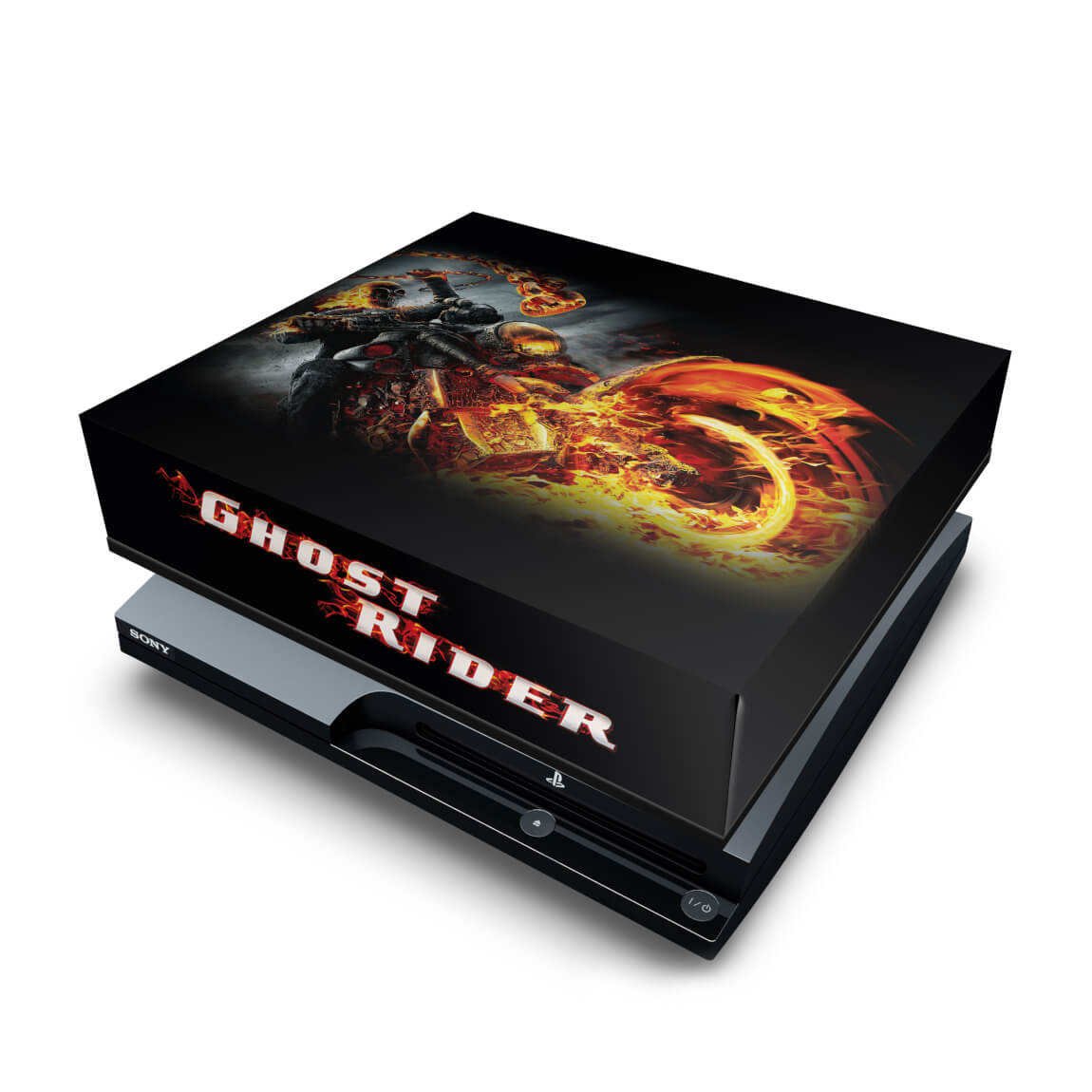 PS3 Slim Capa Anti Poeira - Ghost Rider Motoqueiro #a