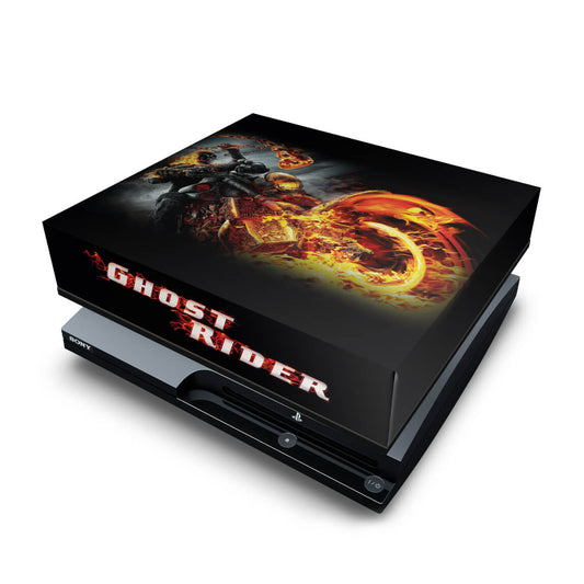 PS3 Slim Capa Anti Poeira - Ghost Rider Motoqueiro #a