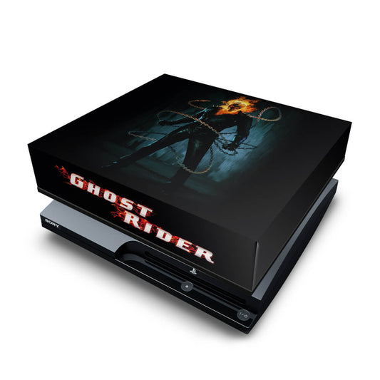 PS3 Slim Capa Anti Poeira - Ghost Rider Motoqueiro #b