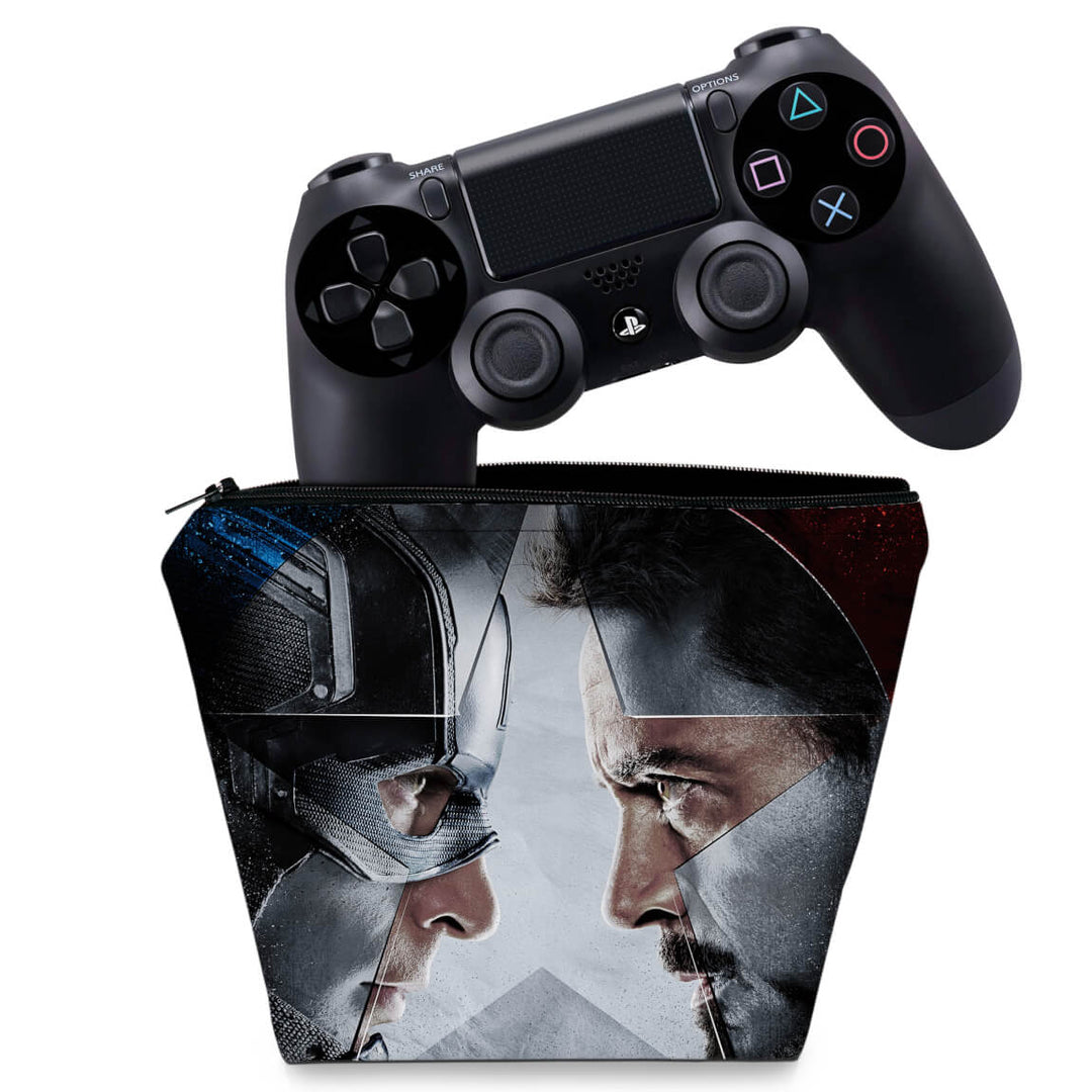 Capa Case PS4 Controle - Capitão America - Guerra Civil - Pop Arte Skins