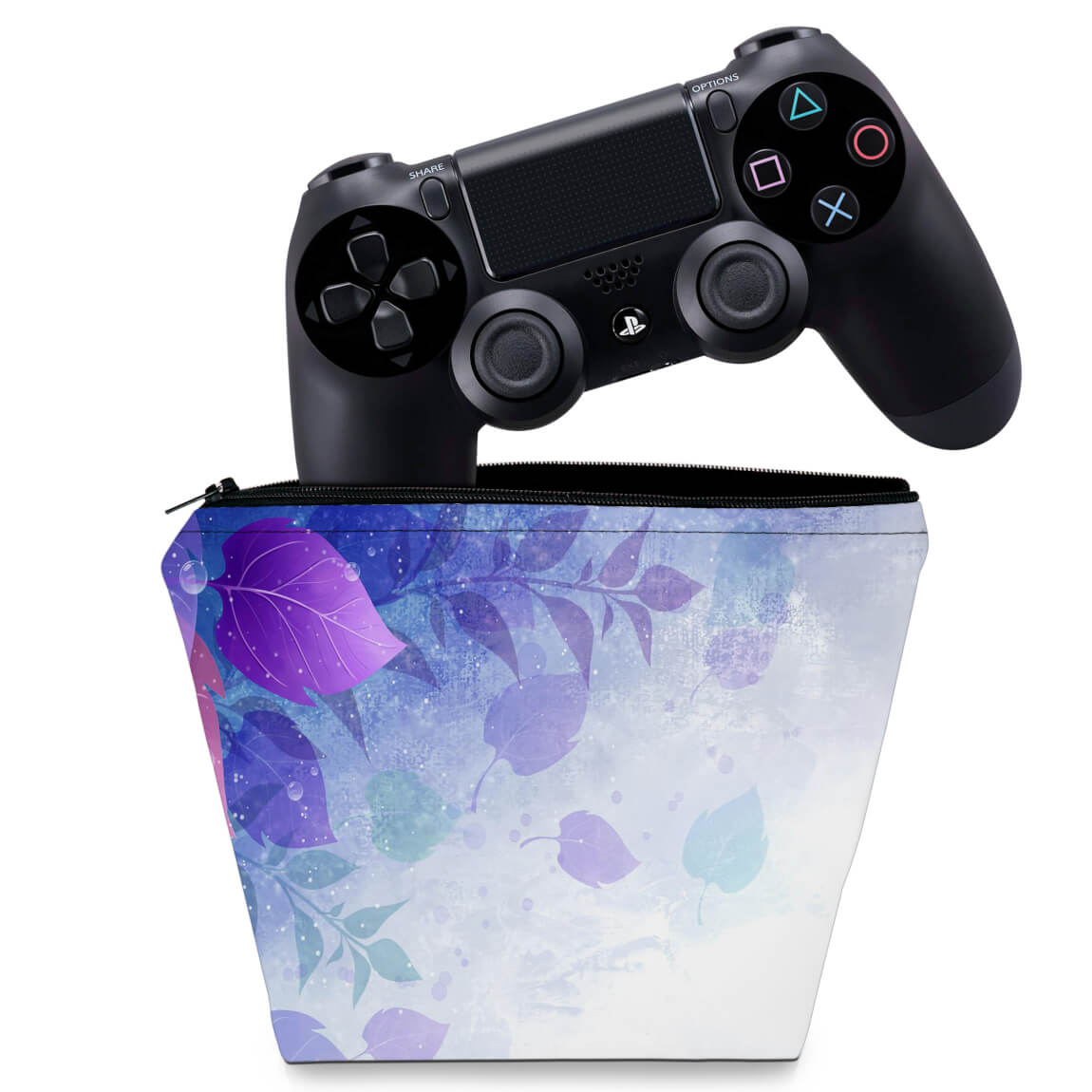 Capa Case PS4 Controle - Folhas Lilás