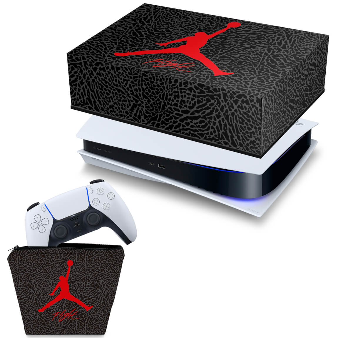 KIT Capa Anti Poeira e Case Controle PS5 Fat Horizontal - Jordan Flight