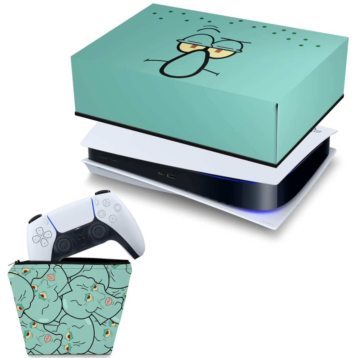 KIT Capa Anti Poeira e Case Controle PS5 Fat Horizontal - Lula Molusco