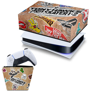 KIT Capa Anti Poeira e Case Controle PS5 Fat Horizontal - Tony Hawk's Pro Skater - Pop Arte Skins
