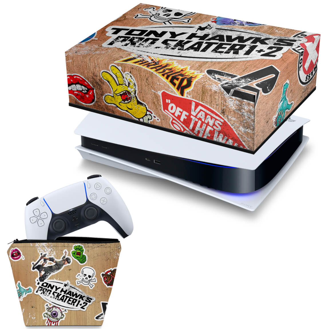 KIT Capa Anti Poeira e Case Controle PS5 Fat Horizontal - Tony Hawk's Pro Skater