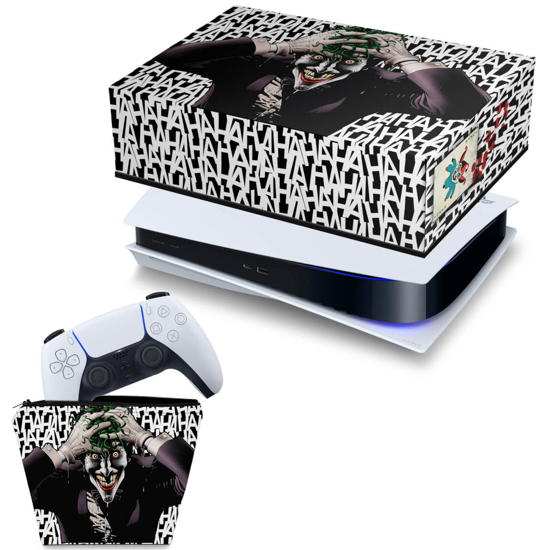 KIT Capa Anti Poeira e Case Controle PS5 Fat Horizontal - Joker Coringa - Pop Arte Skins