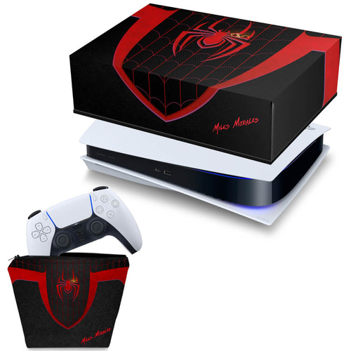 KIT Capa Anti Poeira e Case Controle PS5 Fat Horizontal - Spider-Man: Miles Morales