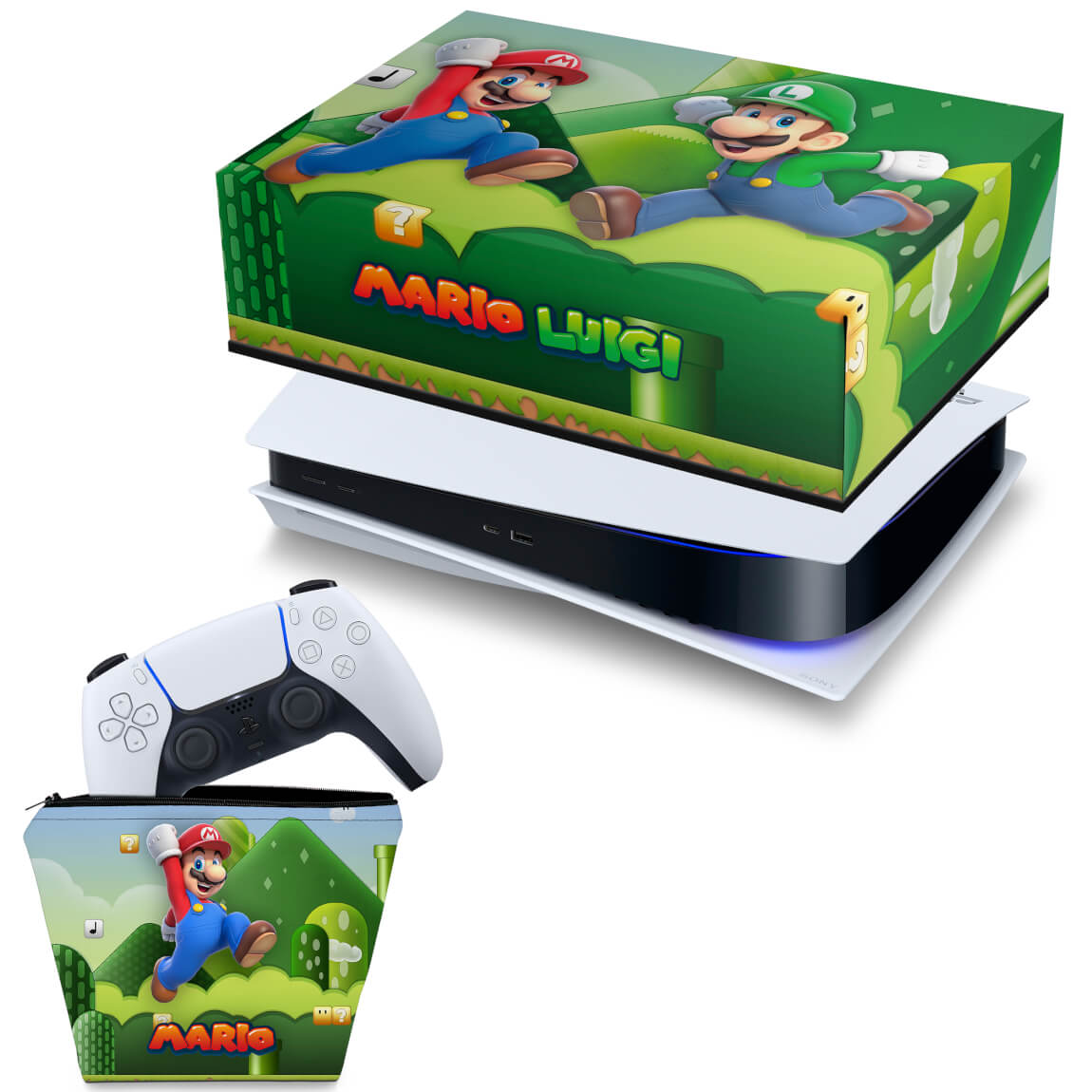 KIT Capa Anti Poeira e Case Controle PS5 Fat Horizontal - Super Mario