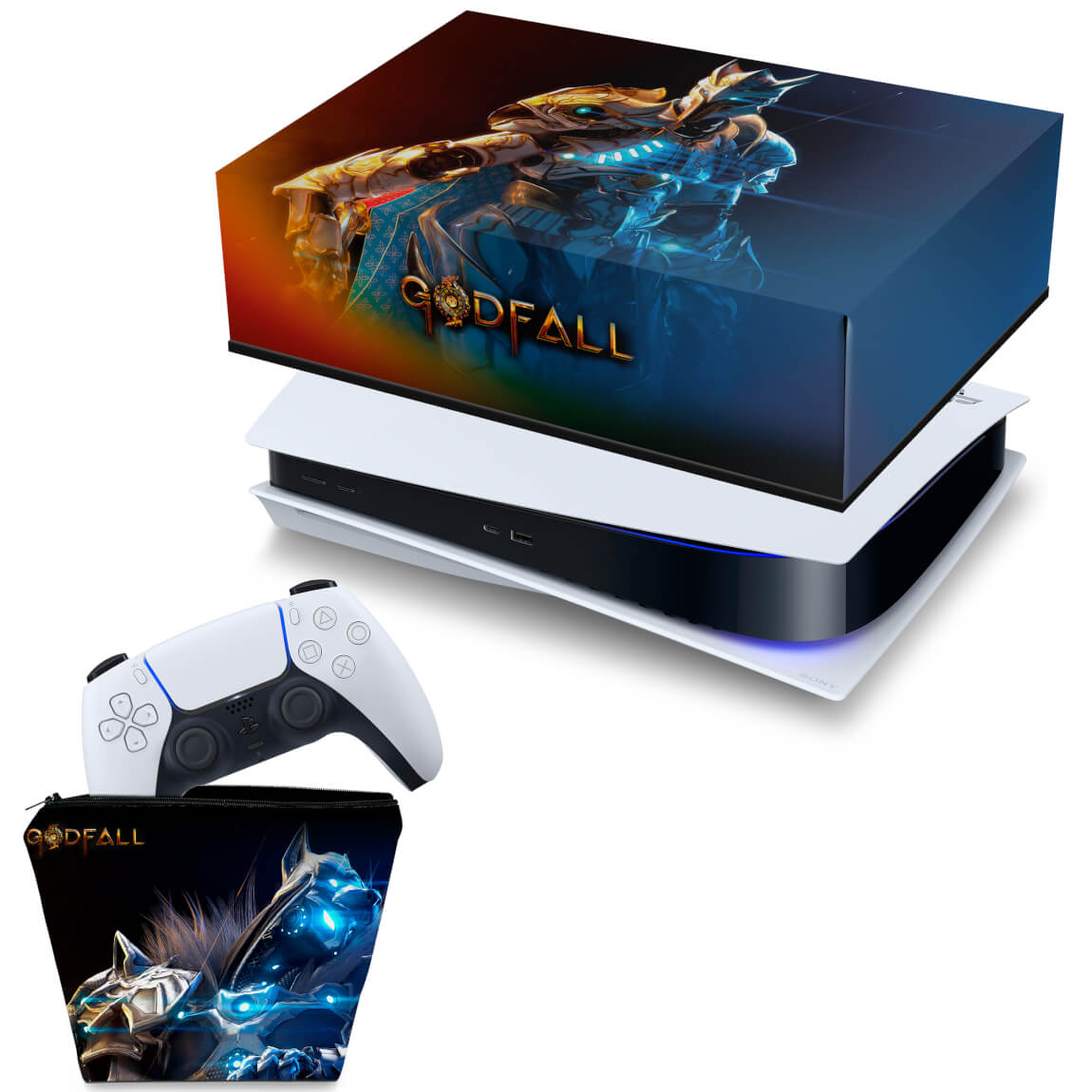 KIT Capa Anti Poeira e Case Controle PS5 Fat Horizontal - Godfall
