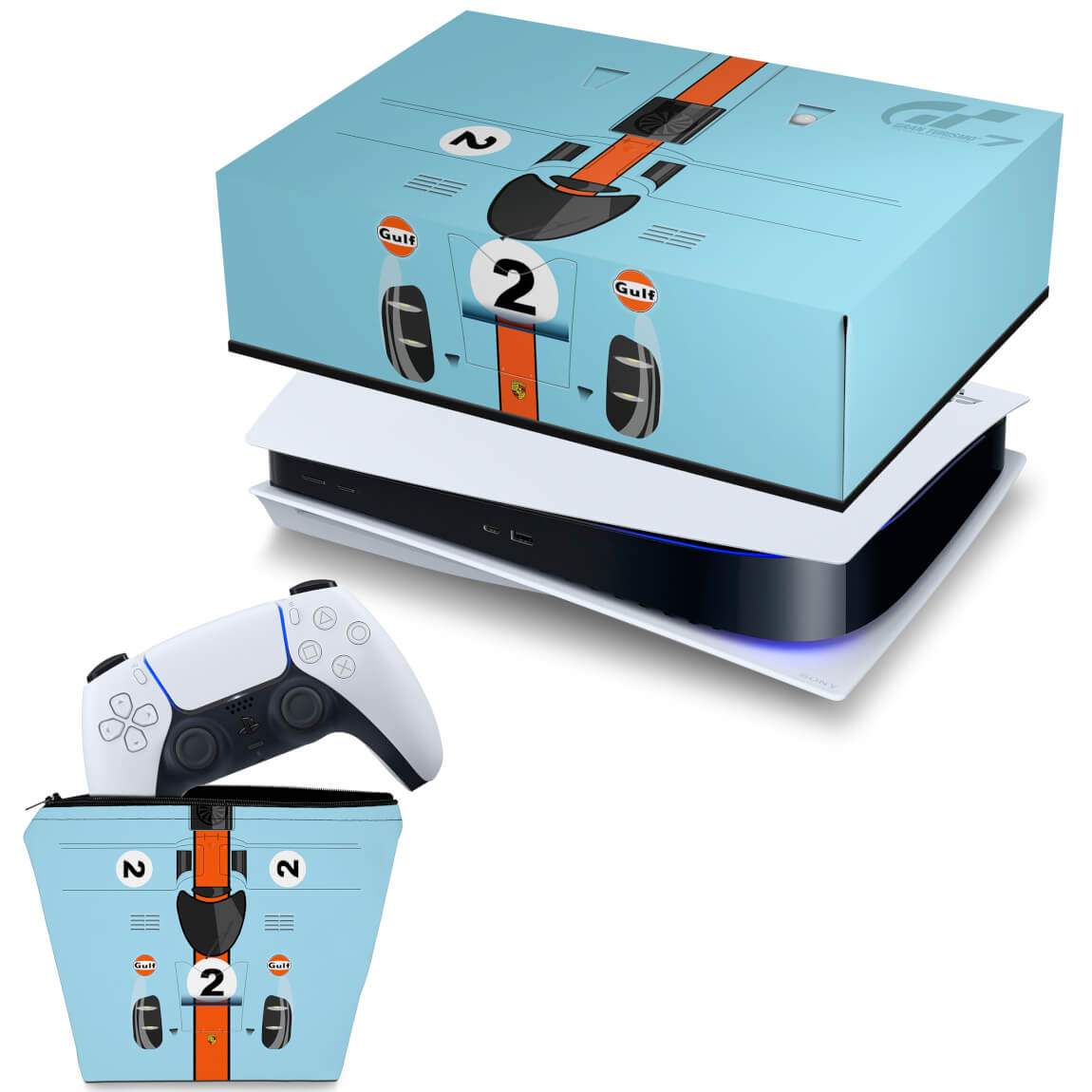KIT Capa Anti Poeira e Case Controle PS5 Fat Horizontal - Gran Turismo 7