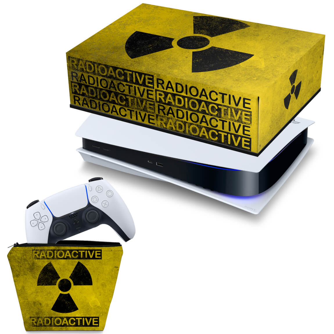 KIT Capa Anti Poeira e Case Controle PS5 Fat Horizontal - Radioativo