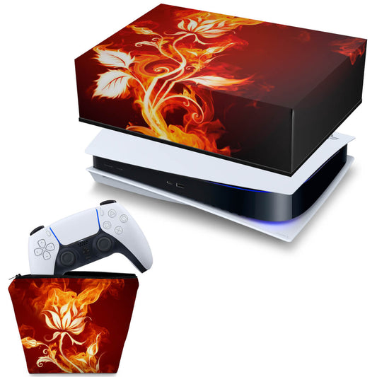 KIT Capa Anti Poeira e Case Controle PS5 Fat Horizontal - Fire Flower