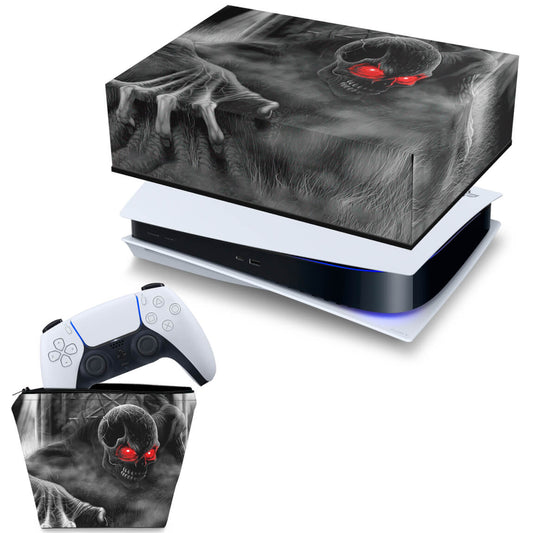 KIT Capa Anti Poeira e Case Controle PS5 Fat Horizontal - Caveira Skull