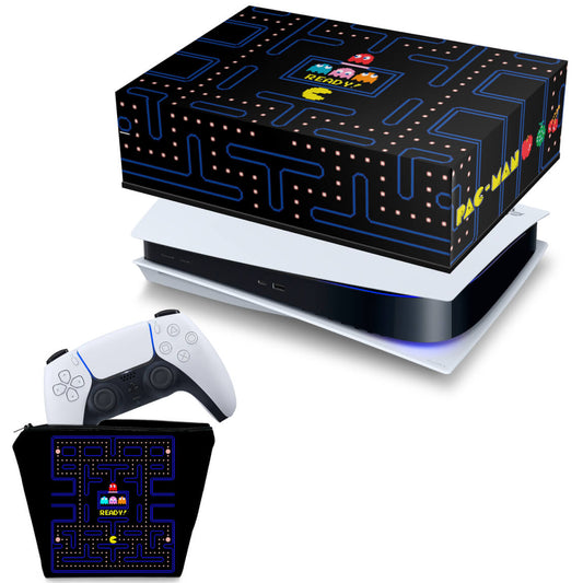KIT Capa Anti Poeira e Case Controle PS5 Fat Horizontal - Pac Man