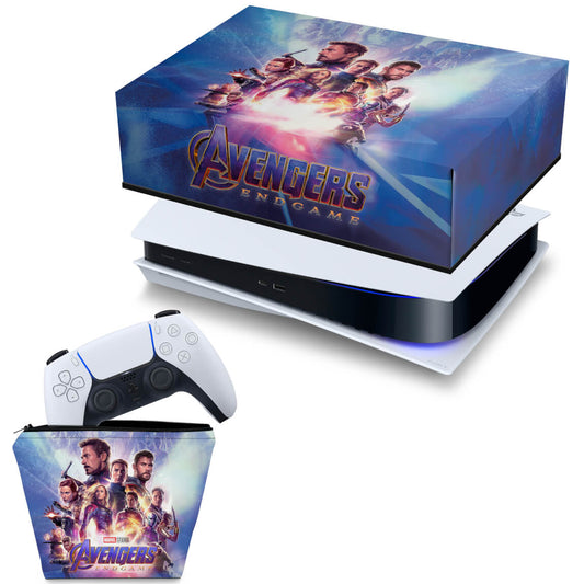 KIT Capa Anti Poeira e Case Controle PS5 Fat Horizontal - Vingadores Ultimato Endgame