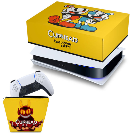 KIT Capa Anti Poeira e Case Controle PS5 Fat Horizontal - Cuphead