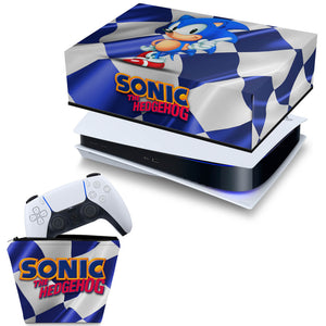 KIT Capa Anti Poeira e Case Controle PS5 Fat Horizontal - Sonic - Pop Arte Skins