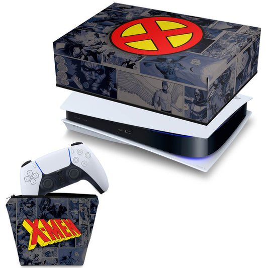KIT Capa Anti Poeira e Case Controle PS5 Fat Horizontal - X-Men Comics
