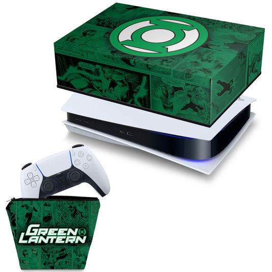 KIT Capa Anti Poeira e Case Controle PS5 Fat Horizontal - Lanterna Verde Comics
