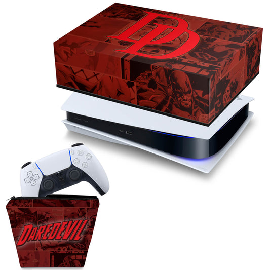 KIT Capa Anti Poeira e Case Controle PS5 Fat Horizontal - Daredevil Demolidor Comics