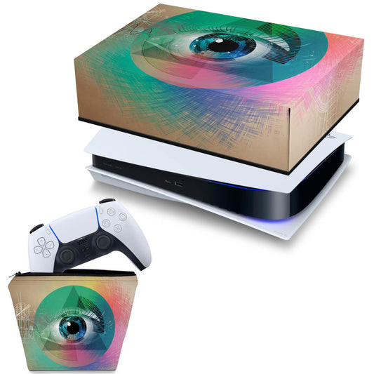 KIT Capa Anti Poeira e Case Controle PS5 Fat Horizontal - Abstrato #89