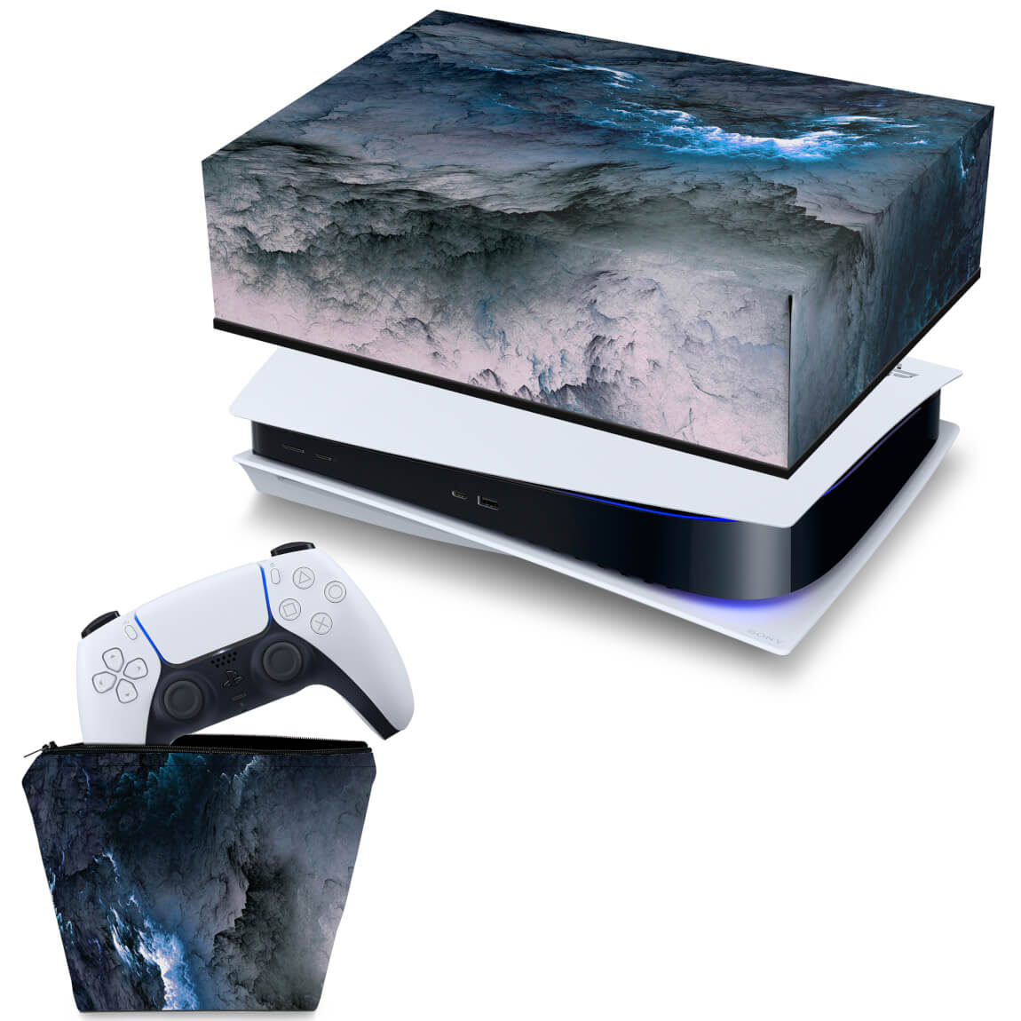 KIT Capa Anti Poeira e Case Controle PS5 Fat Horizontal - Abstrato #91