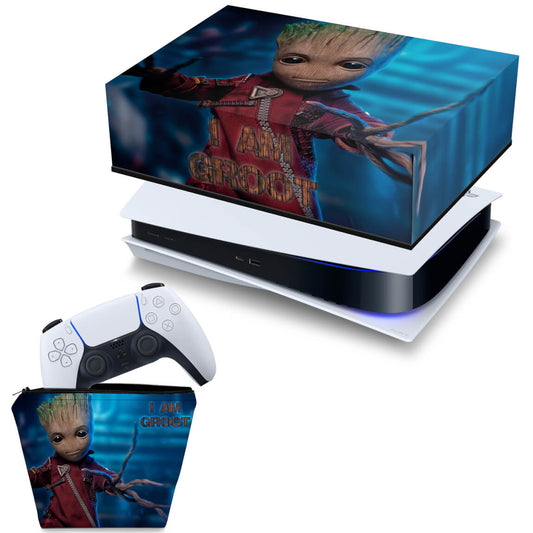 KIT Capa Anti Poeira e Case Controle PS5 Fat Horizontal - Baby Groot