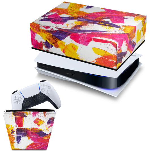 KIT Capa Anti Poeira e Case Controle PS5 Fat Horizontal - Abstrato #103
