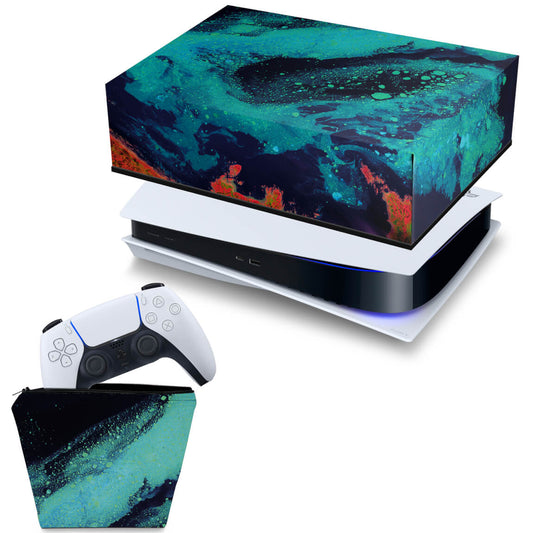 KIT Capa Anti Poeira e Case Controle PS5 Fat Horizontal - Abstrato #105