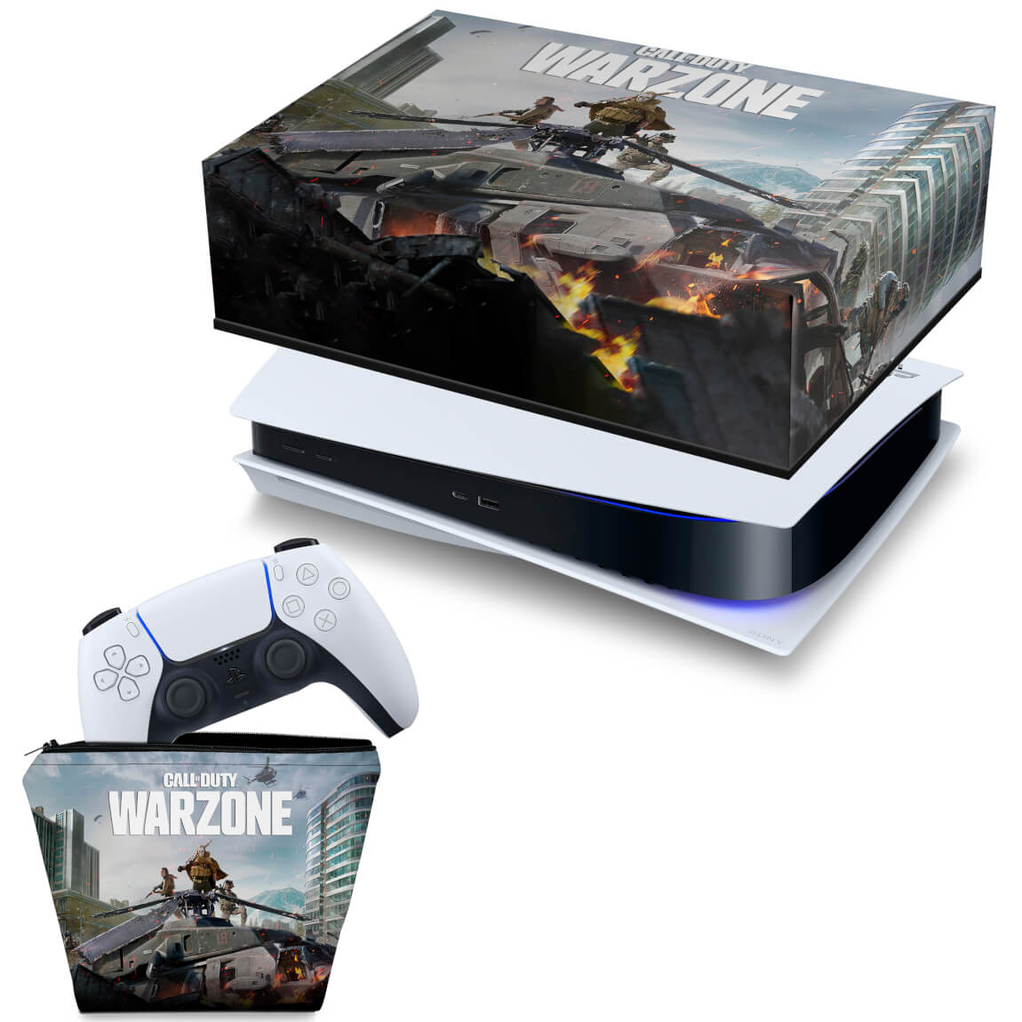 KIT Capa Anti Poeira e Case Controle PS5 Fat Horizontal - Call of Duty Warzone