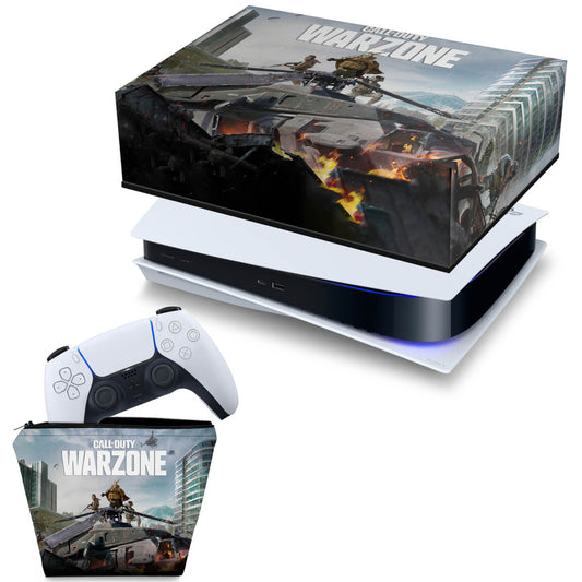 KIT Capa Anti Poeira e Case Controle PS5 Fat Horizontal - Call of Duty Warzone