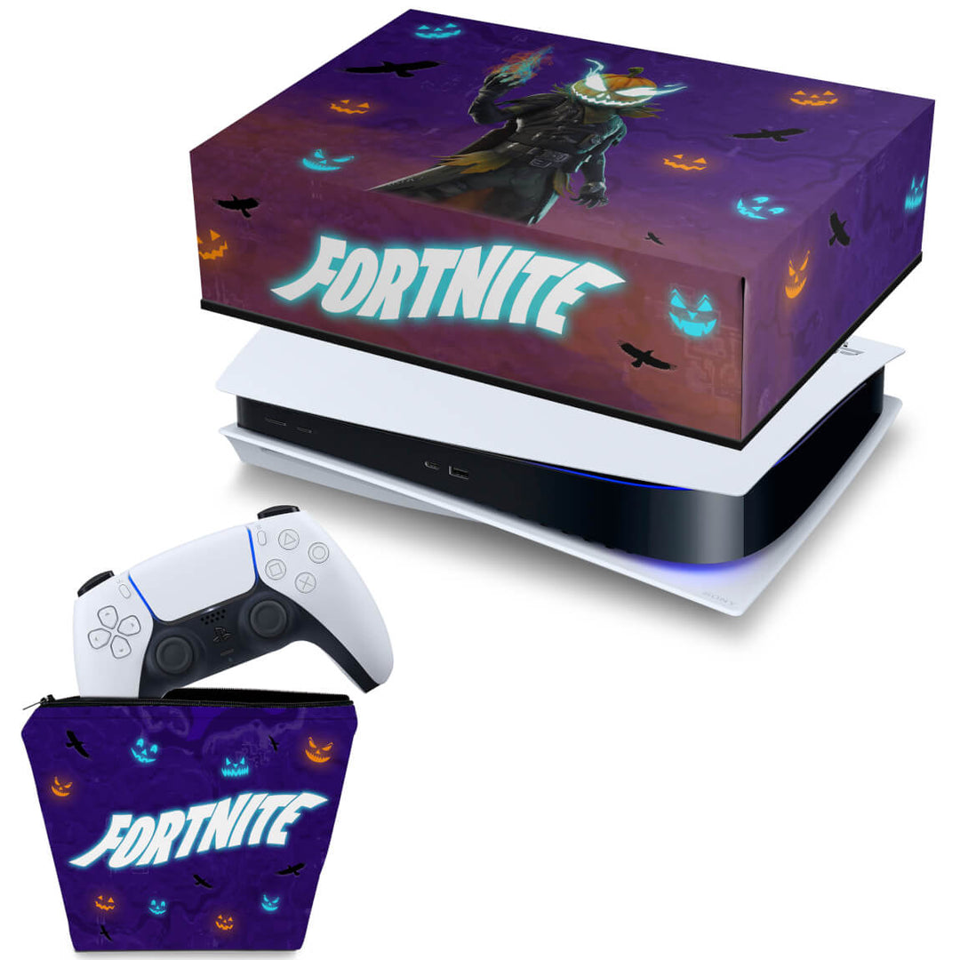 KIT Capa Anti Poeira e Case Controle PS5 Fat Horizontal - Fortnite - Pop Arte Skins