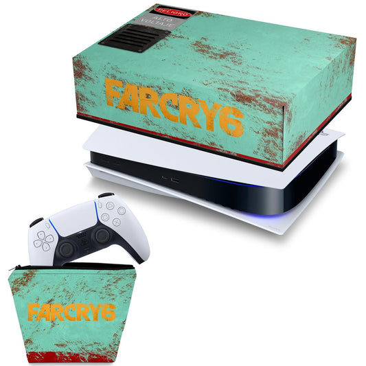 KIT Capa Anti Poeira e Case Controle PS5 Fat Horizontal - Far Cry 6