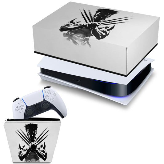 KIT Capa Anti Poeira e Case Controle PS5 Fat Horizontal - Wolverine X-men