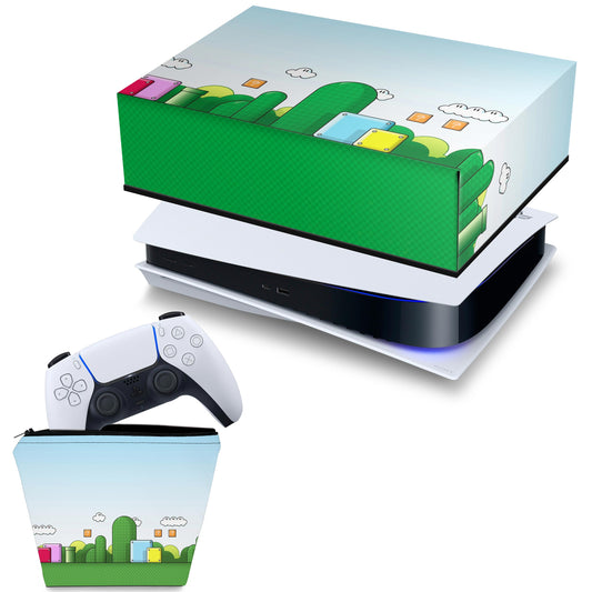 KIT Capa Anti Poeira e Case Controle PS5 Fat Horizontal - Super Mario Bros