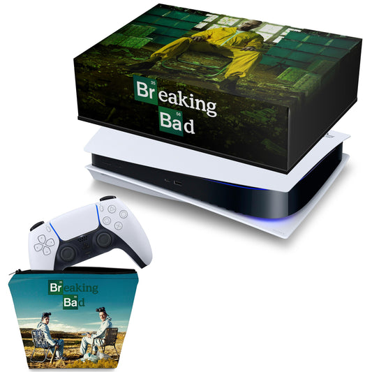 KIT Capa Anti Poeira e Case Controle PS5 Fat Horizontal - Breaking Bad
