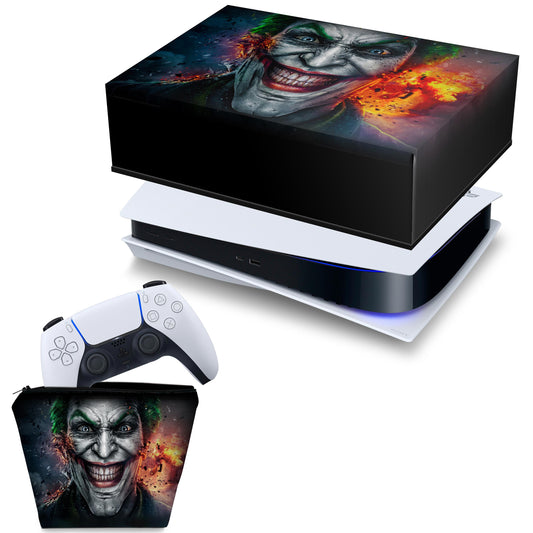 KIT Capa Anti Poeira e Case Controle PS5 Fat Horizontal - Coringa Joker