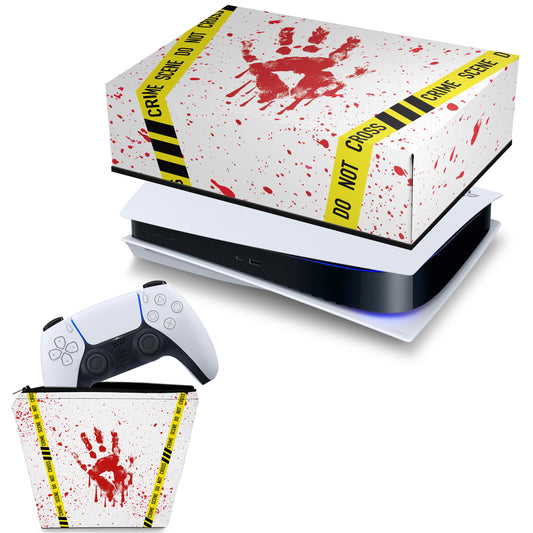 KIT Capa Anti Poeira e Case Controle PS5 Fat Horizontal - Cena De Crime Scene