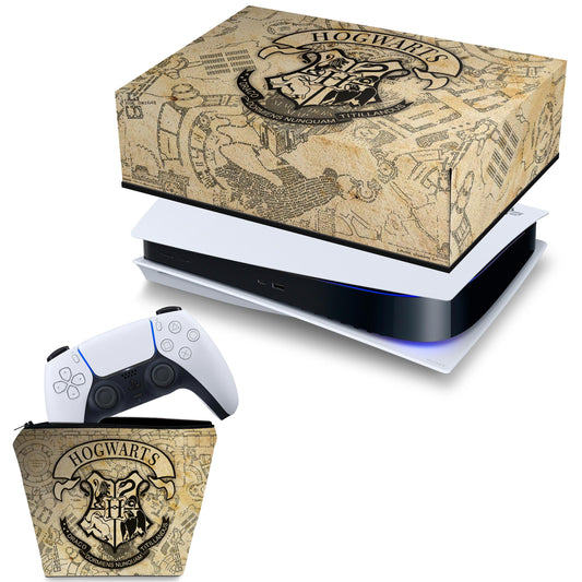 KIT Capa Anti Poeira e Case Controle PS5 Fat Horizontal - Harry Potter