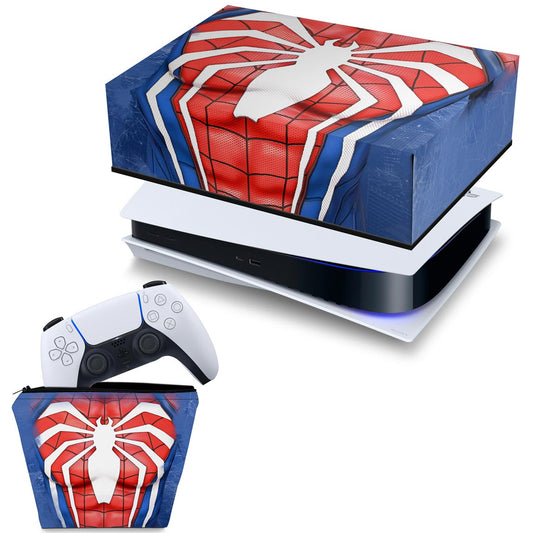 KIT Capa Anti Poeira e Case Controle PS5 Fat Horizontal - Spider-Man Homem Aranha 2
