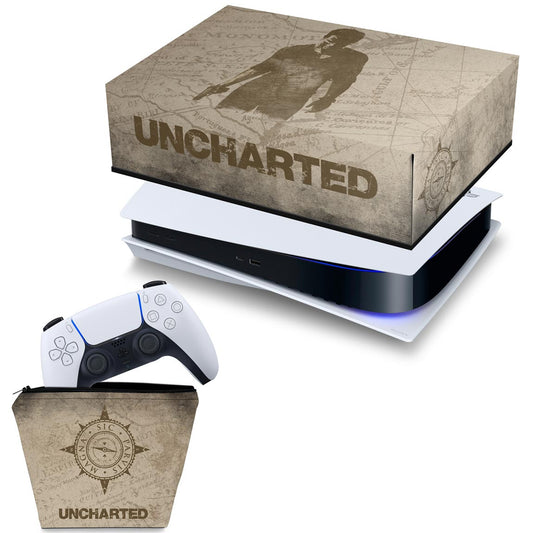 KIT Capa Anti Poeira e Case Controle PS5 Fat Horizontal - Uncharted