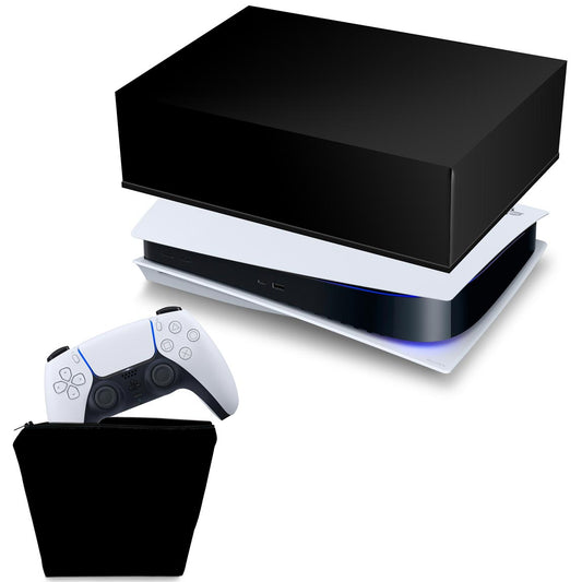 KIT Capa Anti Poeira e Case Controle PS5 Fat Horizontal - Preta All Black