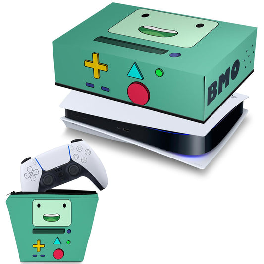 KIT Capa Anti Poeira e Case Controle PS5 Fat Horizontal - BMO Hora de Aventura
